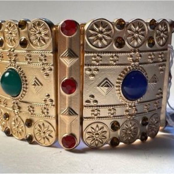Bijoux Terner Stretch Cuff Bracelets Goldtone w/Gems Chunky Style New with tag . - Picture 10 of 12